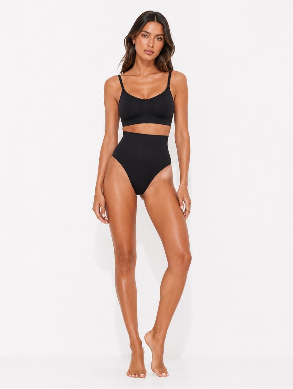 Skims Black Seamless Bra And High Waist Underwear Set Shapewear Size XS